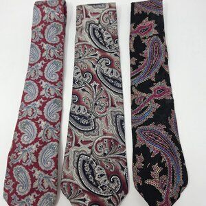 Men's Ties 3 Assorted Paisley Print Stafford 100% Silk (MA011)